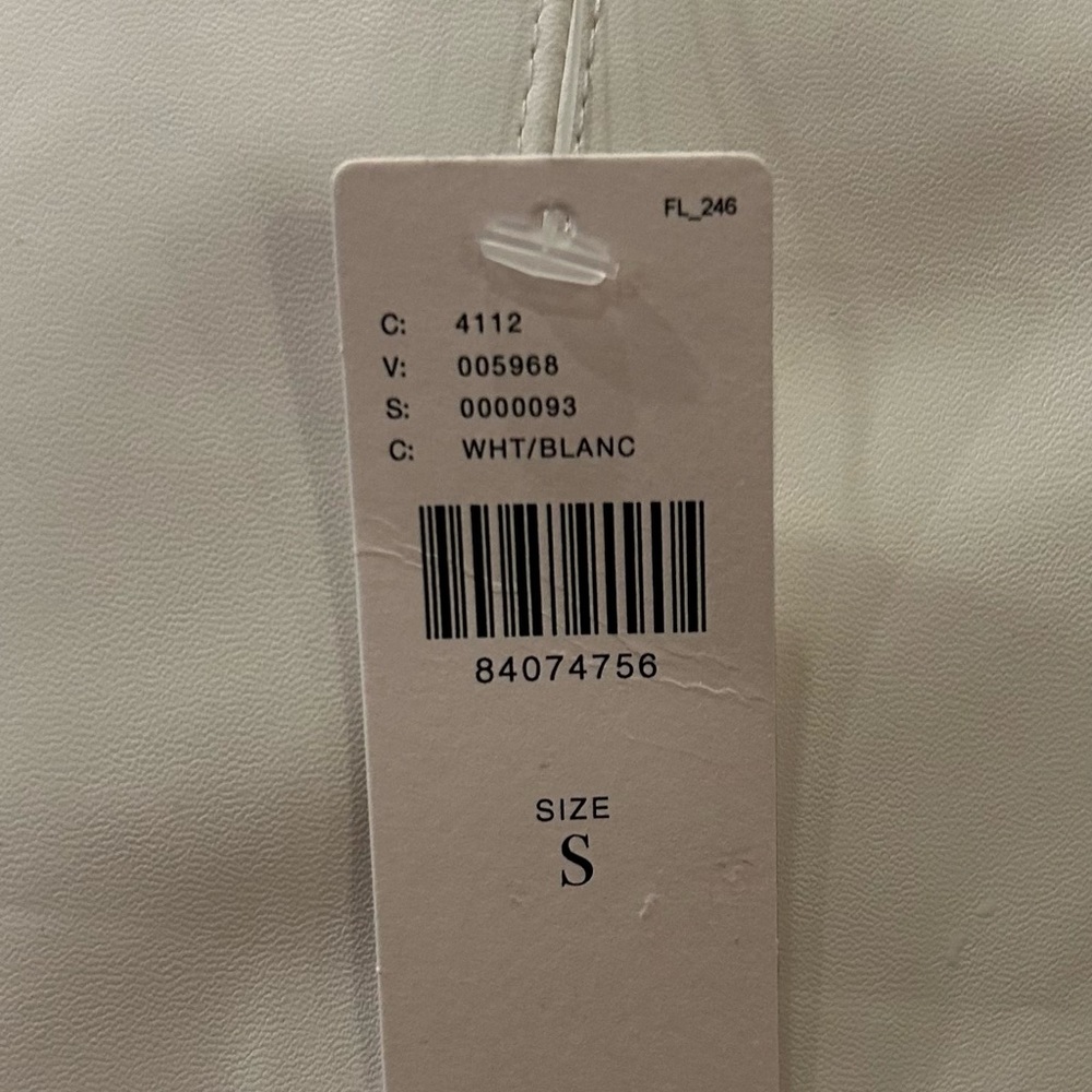 NEW Porridge White Collin Faux-Leather Short-Sleeve Crew Neck Top, Size S - Picture 5 of 7